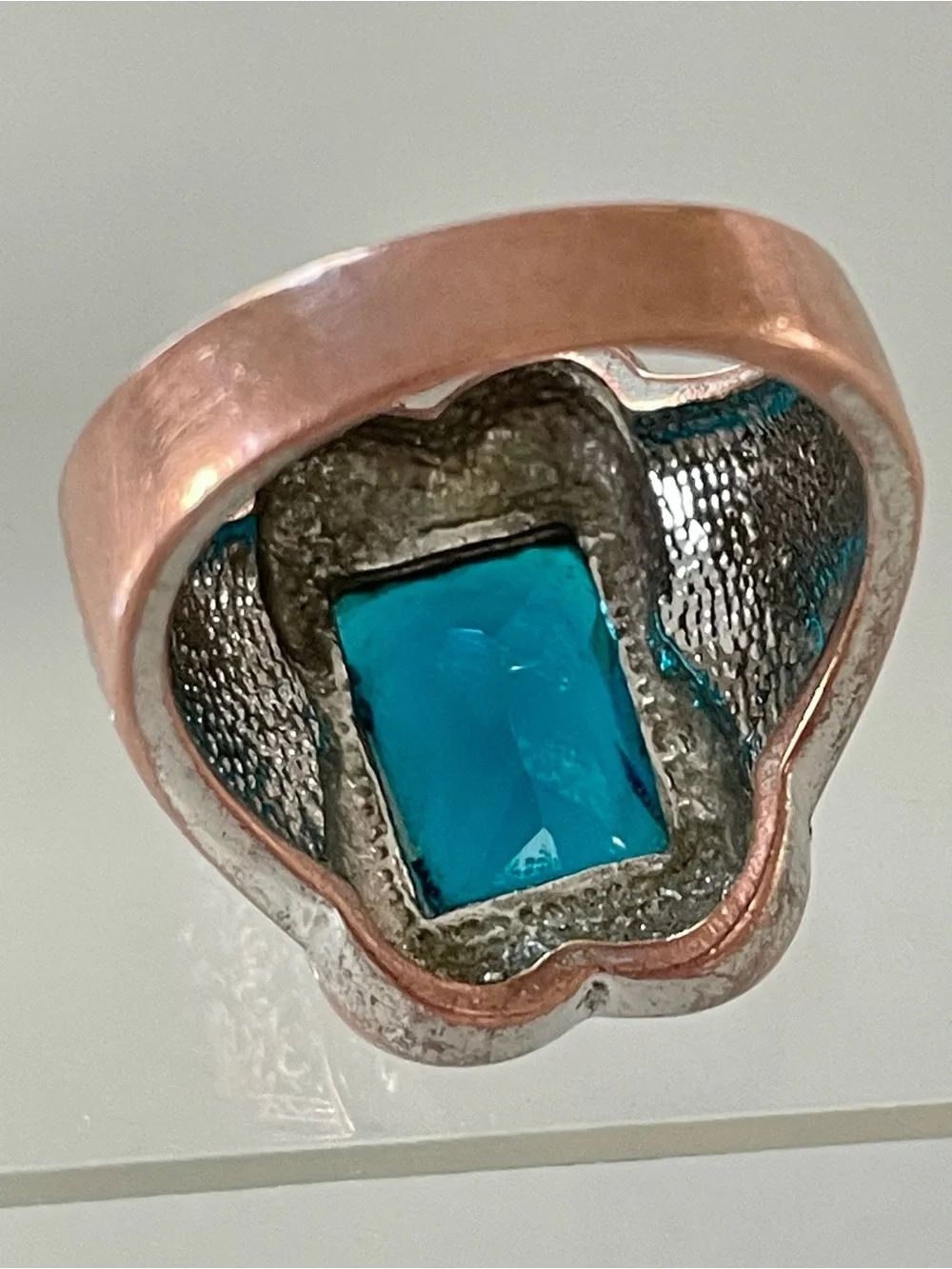 Vintage Ornate Aquamarine Silver Scrollwork Statement Ring